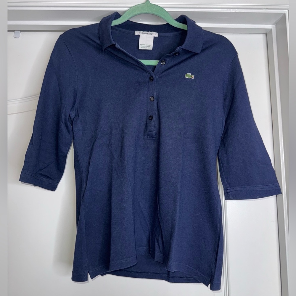 Lacoste Women's Navy Pique Polo Top